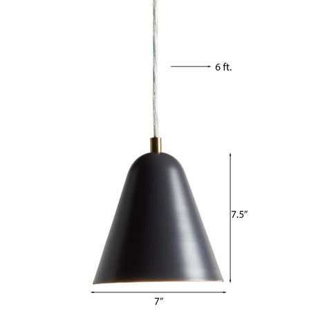 MoDRN 7"W 1-Light Scandinavian Mini-Pendant Light Fixture, Black Metal Finish-Mini Pendant-Parc Decor