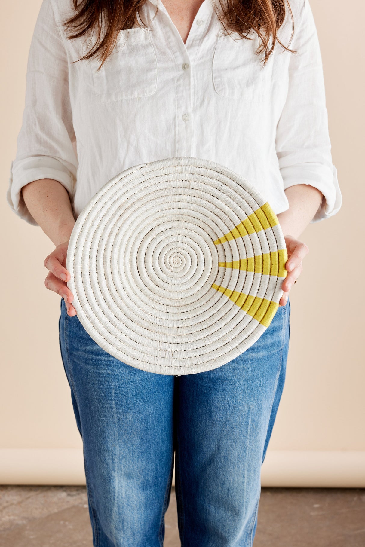 Moja Yellow Wall Basket-Wall Basket-Parc Decor