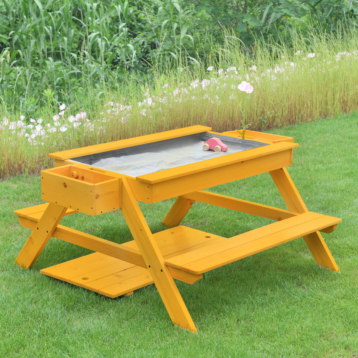 Mojave Kids Picnic & Sand Table | 2-in-1 Wooden Outdoor Table with Benches & Lift-Off Lid