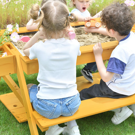 Mojave Kids Picnic & Sand Table | 2-in-1 Wooden Outdoor Table with Benches & Lift-Off Lid