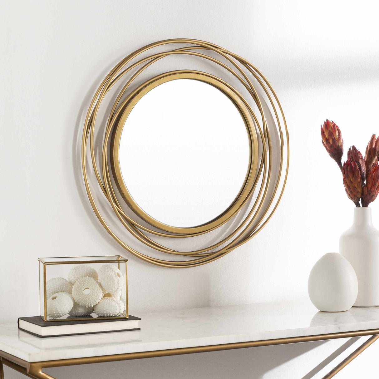 Monamon Round Rattan Mirror-Mirrors-Parc Decor