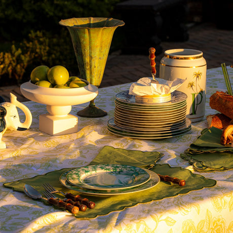 Monsoon Verdant Porcelain Dinner Plates – Set of 4 (+1 Bonus Plate)