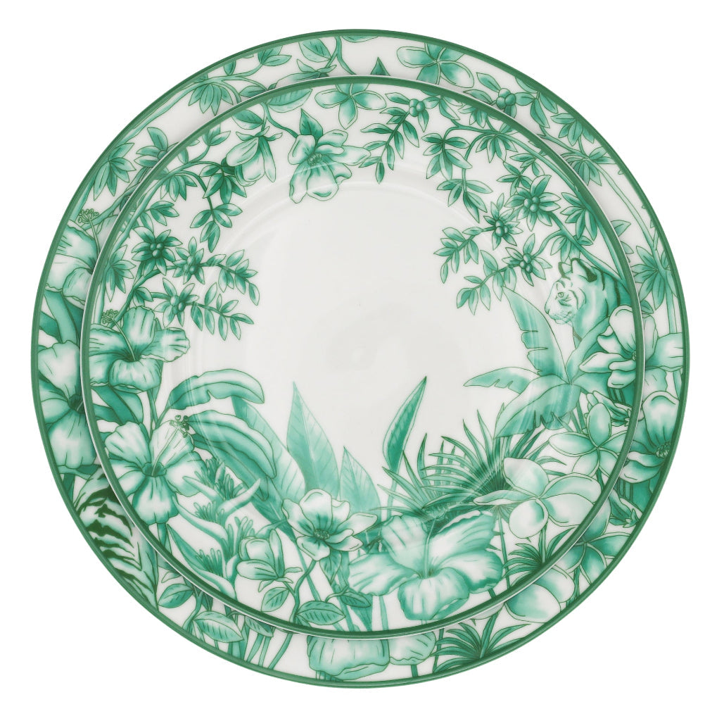 Monsoon Verdant Porcelain Dinner Plates – Set of 4 (+1 Bonus Plate)