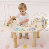 Montessori Wooden Activity Table for Toddlers | 360° Bead Maze, Xylophone, Gears & Roadway, 12 Months+