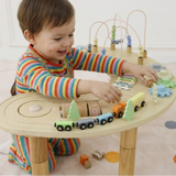 Montessori Wooden Activity Table for Toddlers | 360° Bead Maze, Xylophone, Gears & Roadway, 12 Months+