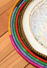 Morocco Placemat, colorful raffia Woven tabletop-Placemats-Parc Decor