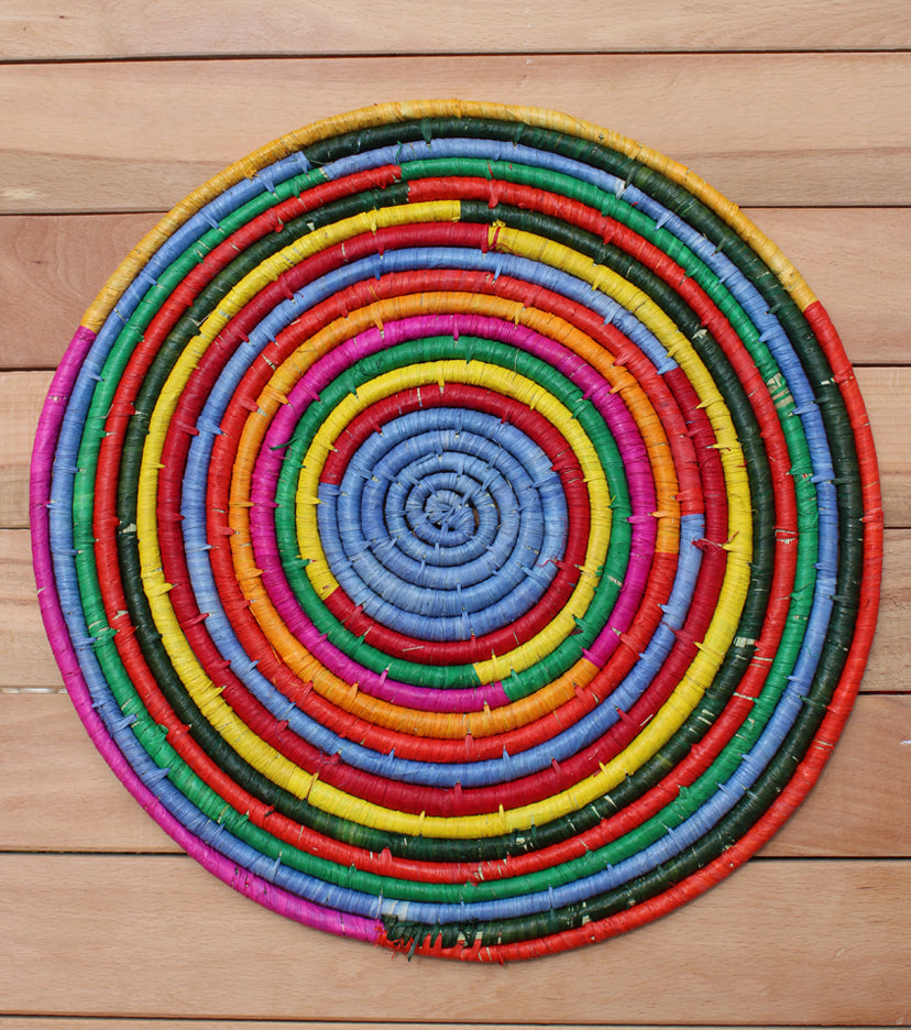 Morocco Placemat, colorful raffia Woven tabletop-Placemats-Parc Decor