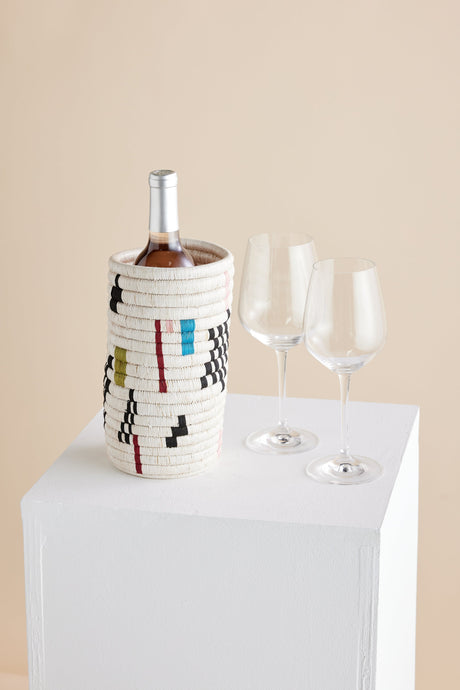 Mosaic Woven Vase or Wine Holder-Baskets & Vessels-Parc Decor