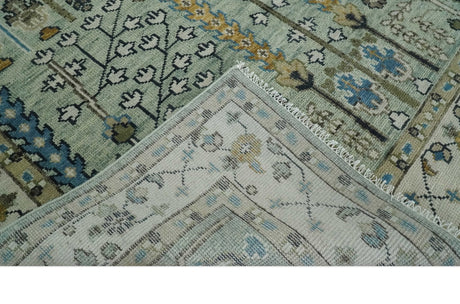 Moss Green and Ivory Tree of life Hand Knotted Wool Rug