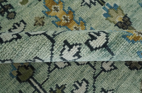 Moss Green and Ivory Tree of life Hand Knotted Wool Rug