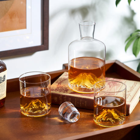 Mountain Crystal Decanter and Tumbler Set-product_type::liquor_glass_sets-Parc Decor