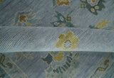 Multi Size Charcoal, Aqua and Silver Hand Knotted Oushak Wool Area Rug