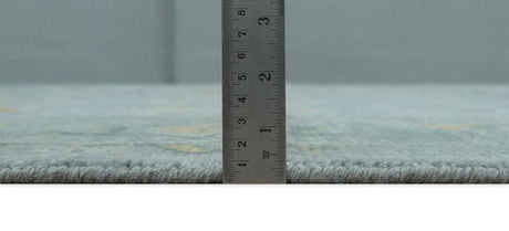 Multi Size Charcoal, Aqua and Silver Hand Knotted Oushak Wool Area Rug