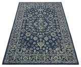 Multi Size Hand Tufted Blue and Beige Traditional Medallion 8x10, 9x12 Antique Style Rug, Kids, Living Room and Bedroom Rug | TRD6441