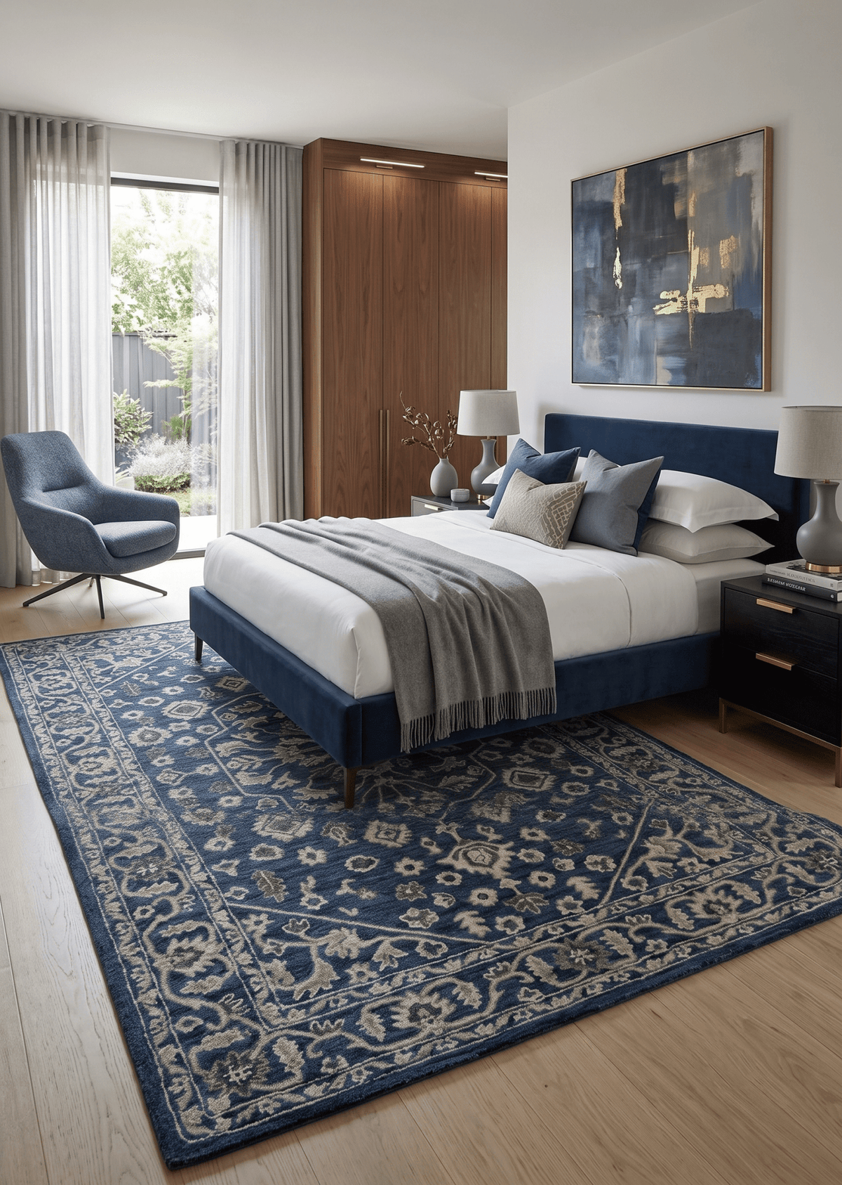 Multi Size Hand Tufted Blue and Beige Traditional Medallion 8x10, 9x12 Antique Style Rug, Kids, Living Room and Bedroom Rug | TRD6441