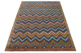 Multicolor Modern Chevron Design 7x10 Hand Knotted wool Area Rug