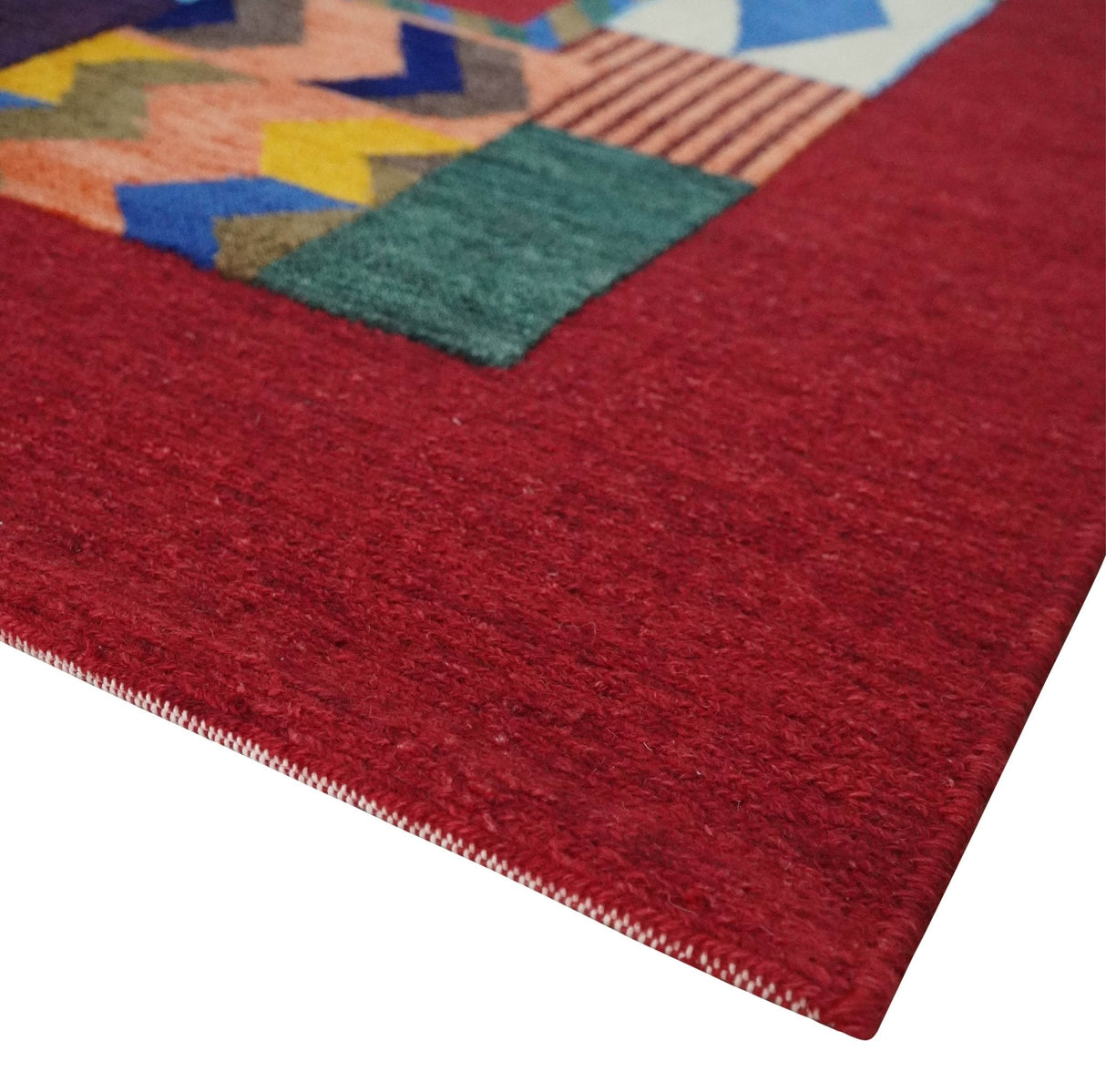 Multicolor Shapes Abstract Wool Hand Woven Southwestern Lori Gabbeh Rug| KNT36