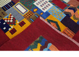 Multicolor Shapes Abstract Wool Hand Woven Southwestern Lori Gabbeh Rug| KNT36