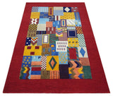 Multicolor Shapes Abstract Wool Hand Woven Southwestern Lori Gabbeh Rug| KNT36