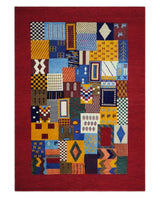 Multicolor Shapes Abstract Wool Hand Woven Southwestern Lori Gabbeh Rug| KNT36