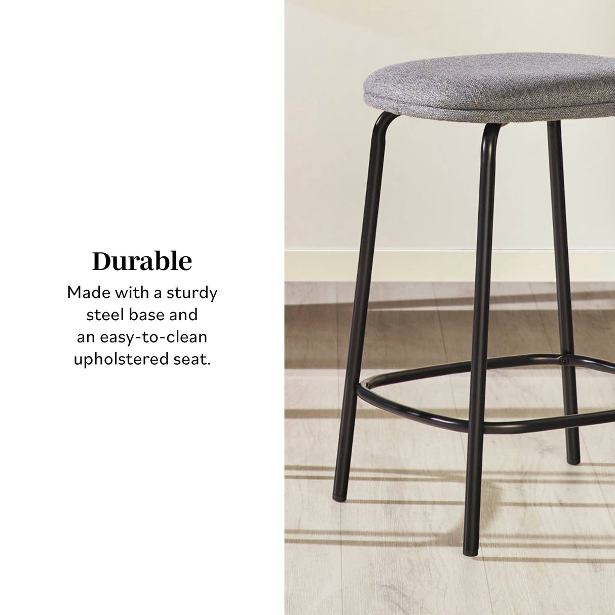 Mutt Simple Counter Stool with Upholstered Seat, Set of 2-Dining / Kitchen-Parc Decor