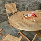 Naples Natural Teak Outdoor Foldable Round Dining Table - 47"
