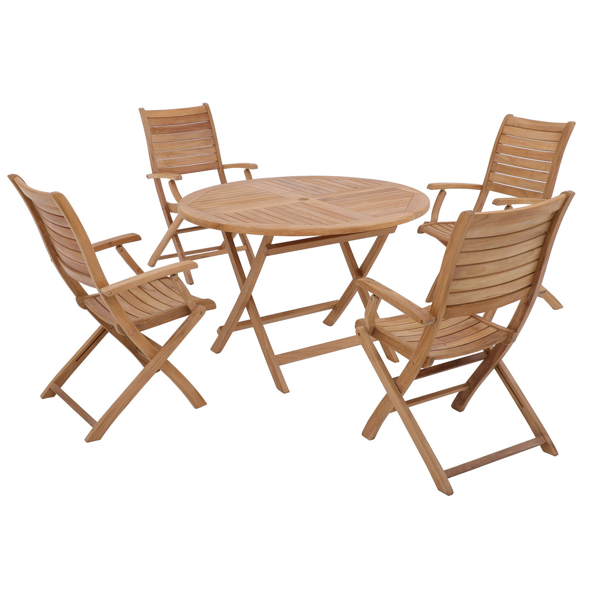 Naples Natural Teak Outdoor Foldable Round Dining Table-Dining Table-Parc Decor