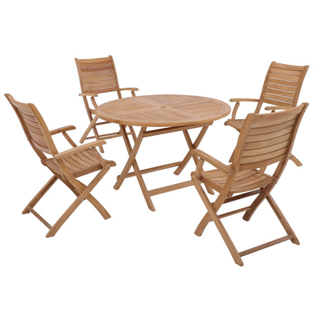 Naples Natural Teak Outdoor Foldable Round Dining Table-table-Parc Decor