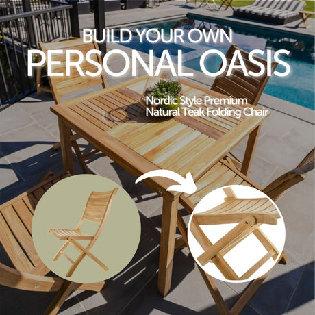 Naples Natural Teak Outdoor Patio Folding Chair-Parc Decor