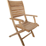 Naples Natural Teak Outdoor Patio Folding Chair with Arm Rests-Parc Decor