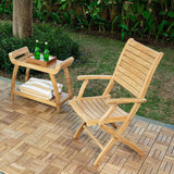 Naples Natural Teak Outdoor Patio Folding Chair with Arm Rests-Parc Decor