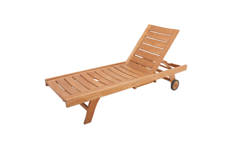 Naples Natural Teak Outdoor Sun Lounger with Adjustable Seat and Side Table-Lounger-Parc Decor