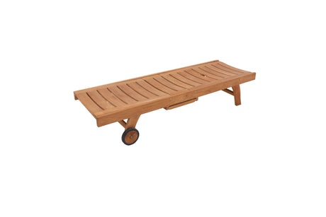 Naples Natural Teak Outdoor Sun Lounger with Adjustable Seat and Side Table-Lounger-Parc Decor