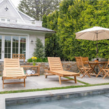 Naples Natural Teak Outdoor Sun Lounger with Adjustable Seat and Side Table-Sunlounger-Parc Decor