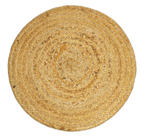 Natural Brown and Blue Jute Round Cylindrical Pouf