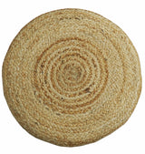 Natural Brown and White Jute Round Pouf, Hand Braided boho Pouf Ottoman Footstool, Side table, Seat , Foot Rest, Living Room, Bedroom | JP3-Home & Living-Parc Decor