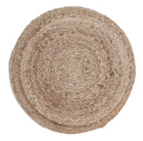Natural Brown and White Jute Round Pouf, Hand Braided boho Pouf Ottoman Footstool, Side table, Seat , Foot Rest, Living Room, Bedroom | JP7-Pouf-Parc Decor