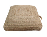 Natural Brown Hand Braided boho square Jute Square Pouf