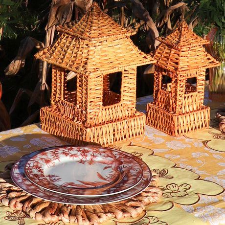 Natural Rattan Pagoda Set – 1 Large & 1 Small-Other Table Decoration-Parc Decor