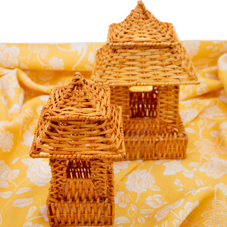 Natural Rattan Pagoda Set – 1 Large & 1 Small-Other Table Decoration-Parc Decor