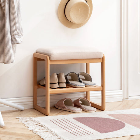 Natural Solid Wood Entryway Shoe Bench-Entryway-Parc Decor