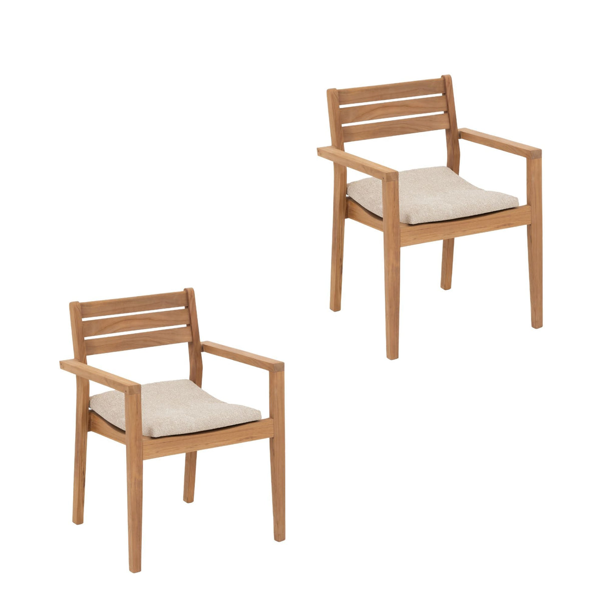 Natural Teak Outdoor Dining Chair (Set of 2 with Cushions)