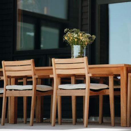 Natural Teak Outdoor Dining Chair (Set of 2 with Cushions)