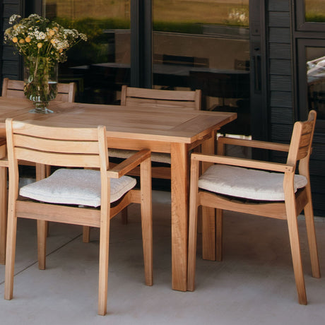 Natural Teak Outdoor Dining Chair (Set of 2 with Cushions)