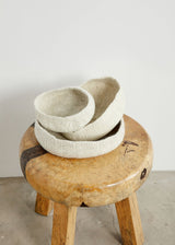 Natural White Hand Felted Nesting Bowls-Baskets & Vessels-Parc Decor