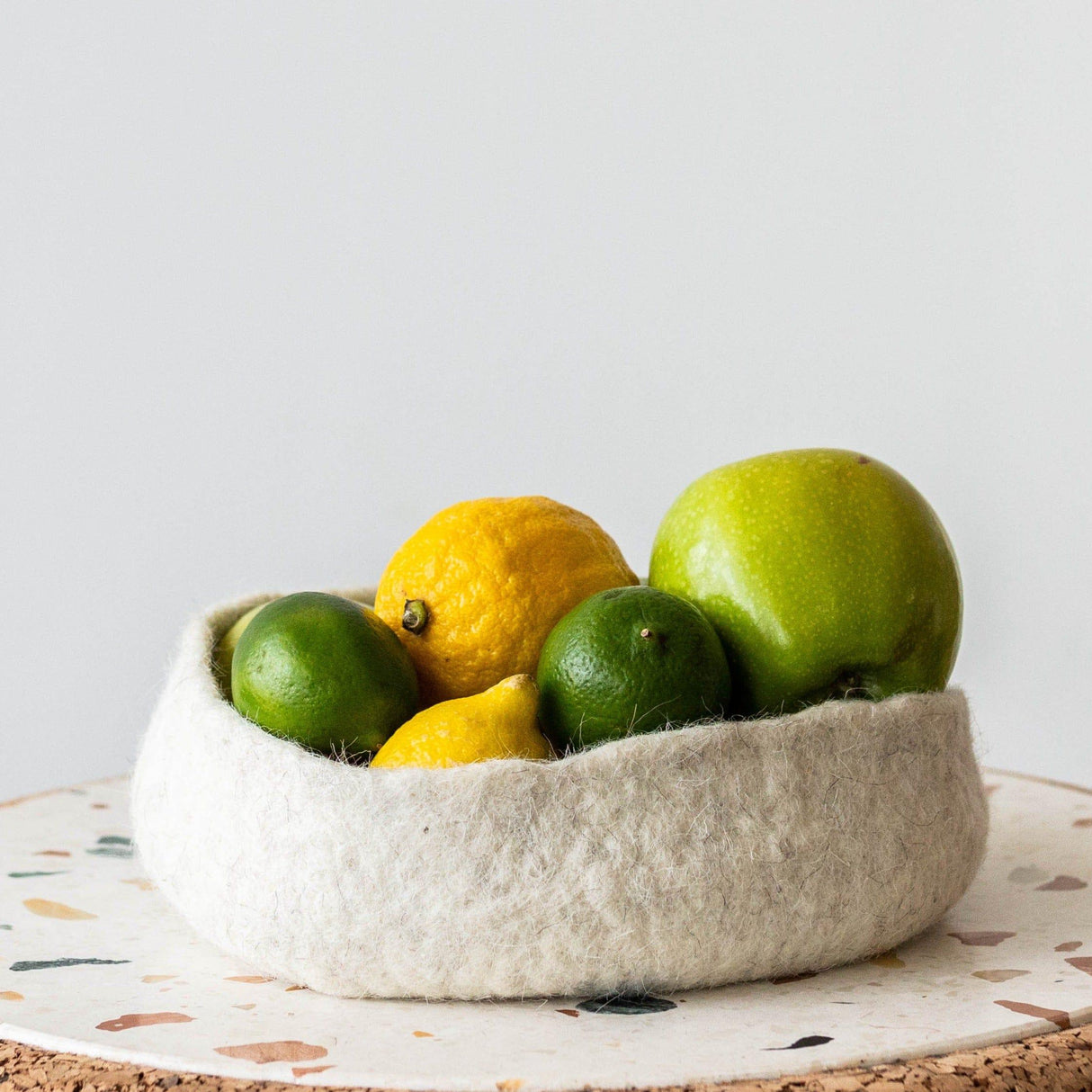 Natural White Hand Felted Nesting Bowls-Baskets & Vessels-Parc Decor