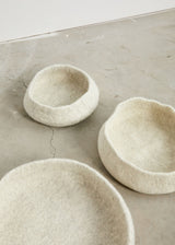 Natural White Hand Felted Nesting Bowls-Baskets & Vessels-Parc Decor