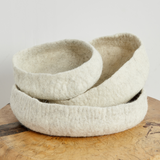 Natural White Hand Felted Nesting Bowls-Baskets & Vessels-Parc Decor