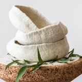 Natural White Hand Felted Nesting Bowls-Baskets & Vessels-Parc Decor