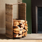 Natural Wicker Log Basket for Indoor Fireplace Storage-Firewood Holder-Parc Decor